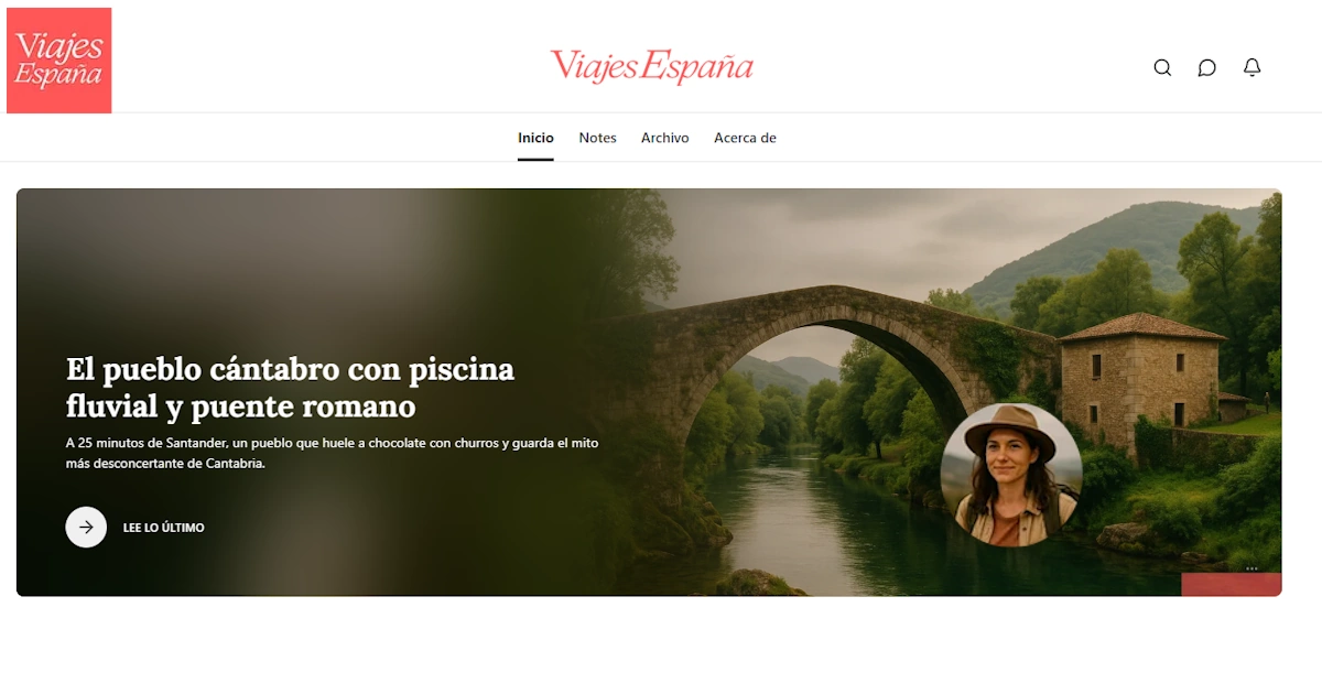 Roman stone bridge over a river in rural Cantabria, featured on the Viajes España travel blog.